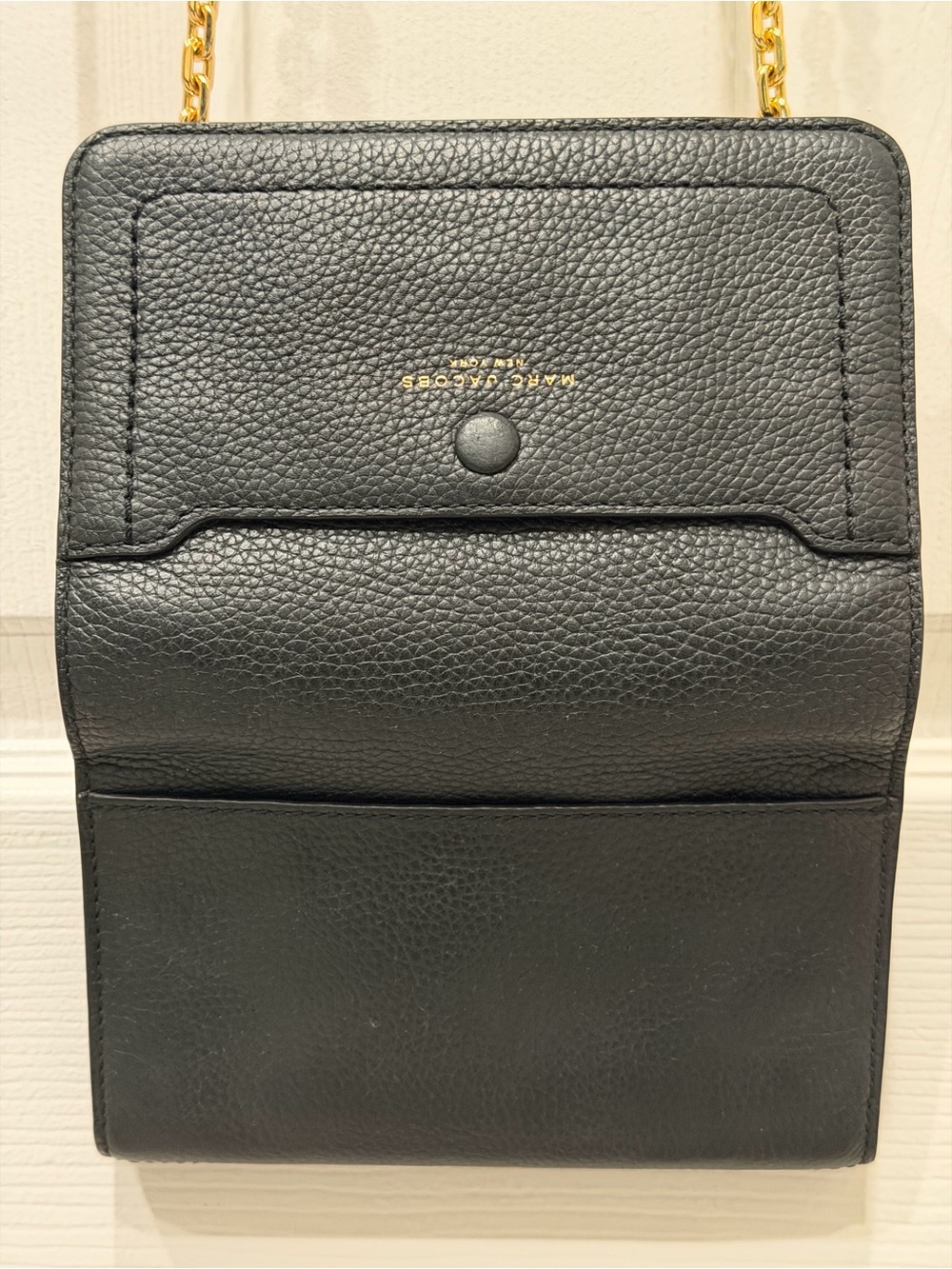 Marc Jacobs Empire City Leather Wallet On Chain Black Gold Crossbody Bag WOC - Picture 5 of 7